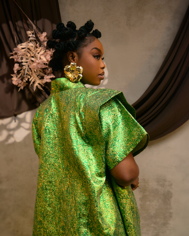 The "KEMI" Green Brocade Bubu