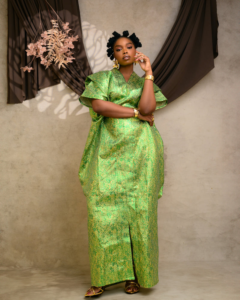 The "KEMI" Green Brocade Bubu